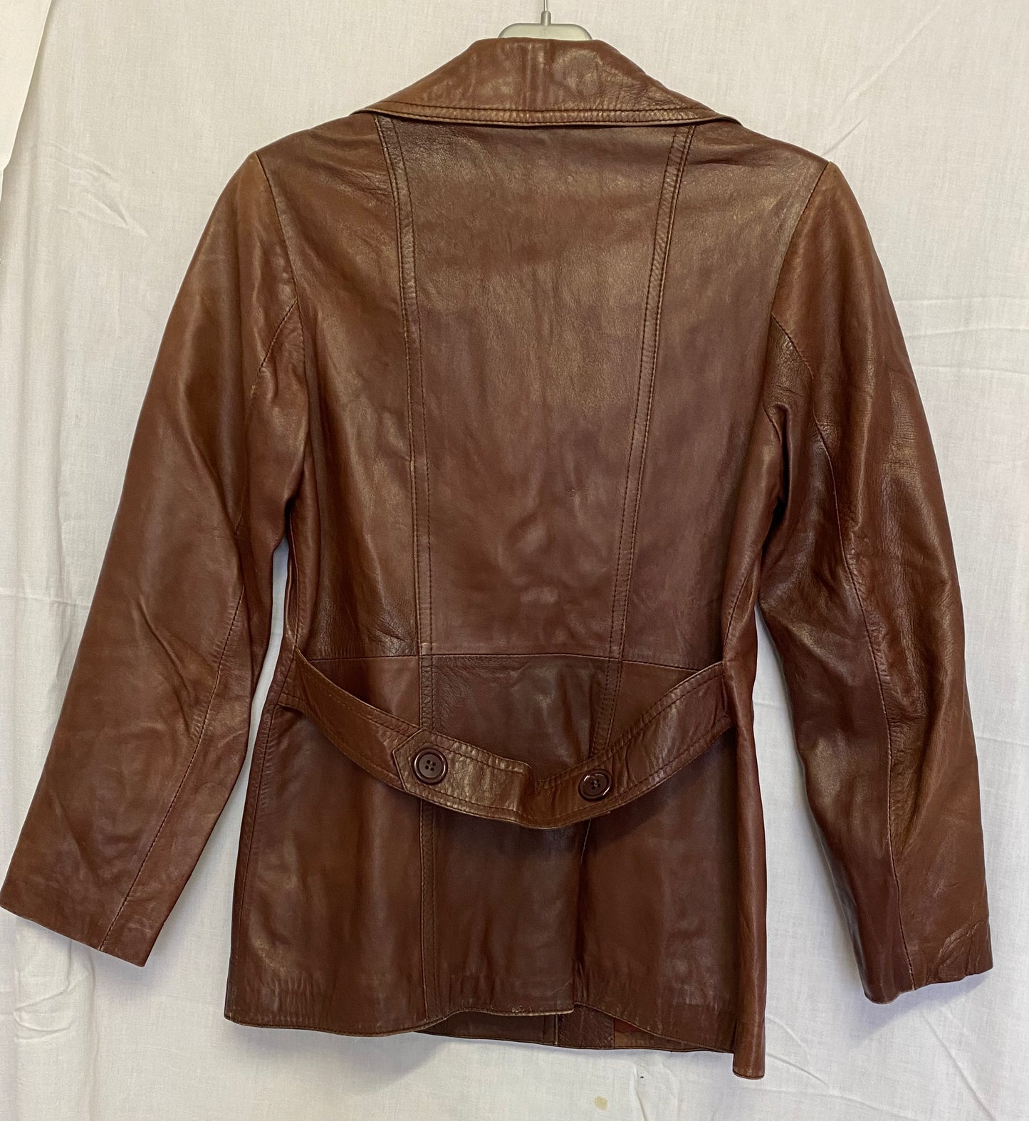 Blazer en cuir marron glacé vintage 70's